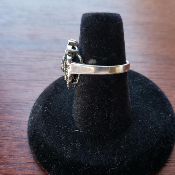 Sterling 925 silver Marcasite flower ring - Picture 3 of 4